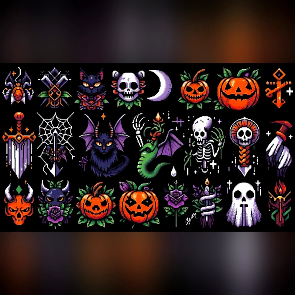 Custom made Halloween tattoo flash